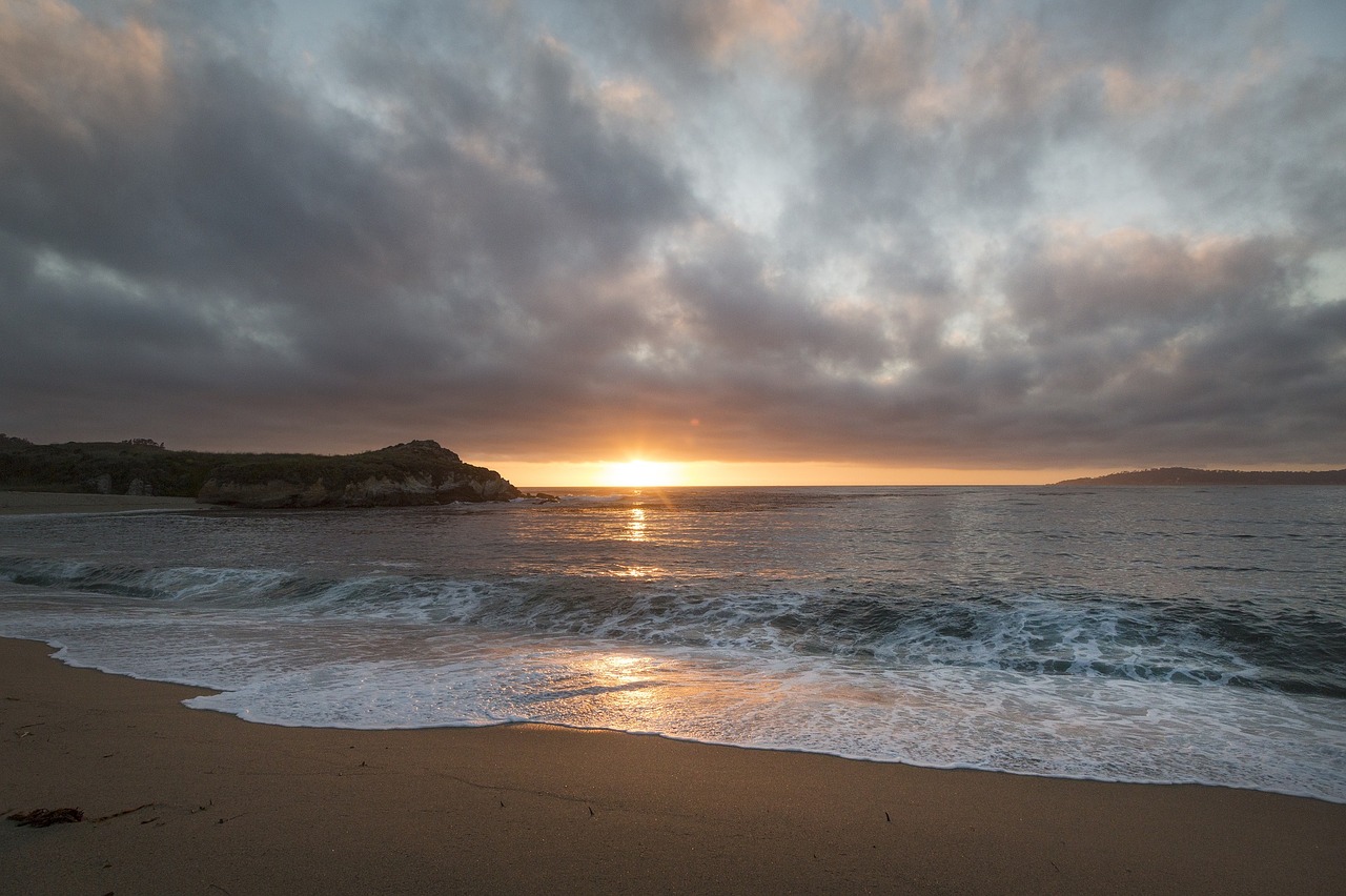 sunset coastline beach free photo