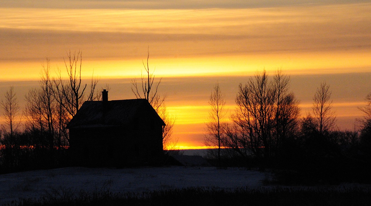 sunset farm evening free photo