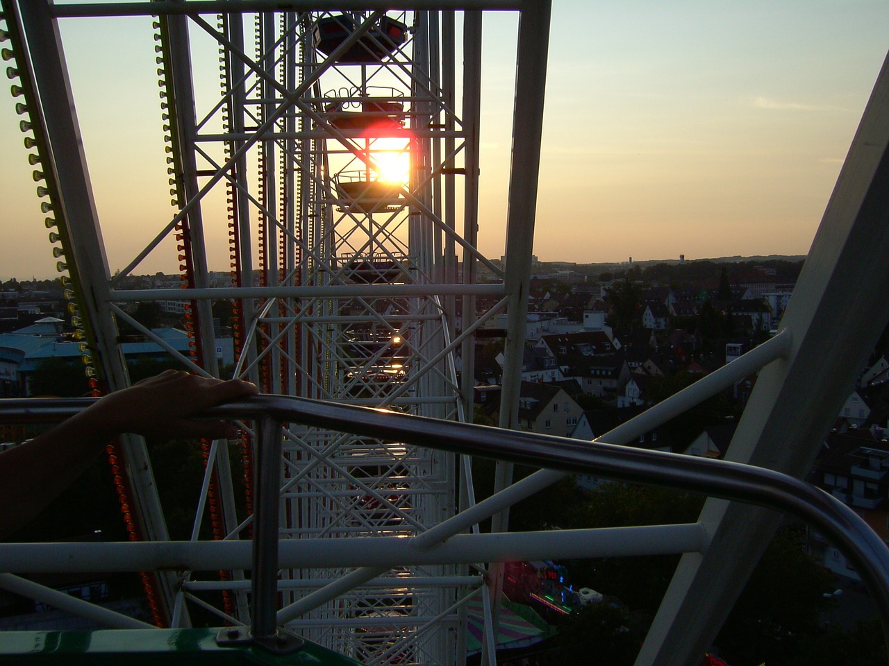 sunset ferris wheel technology free photo