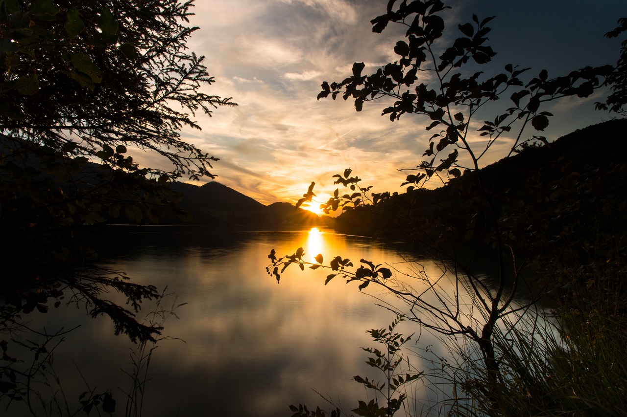 sunset lake fuschlsee free photo