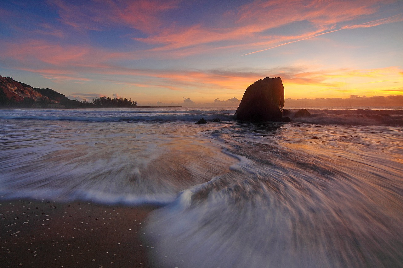 sunset seascape water motion free photo