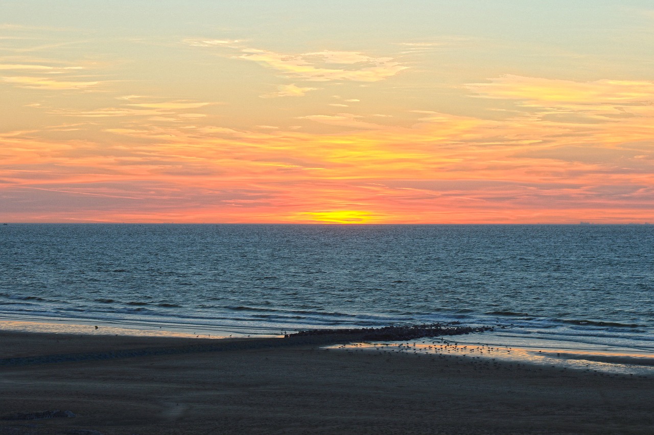 sunset sea beach free photo