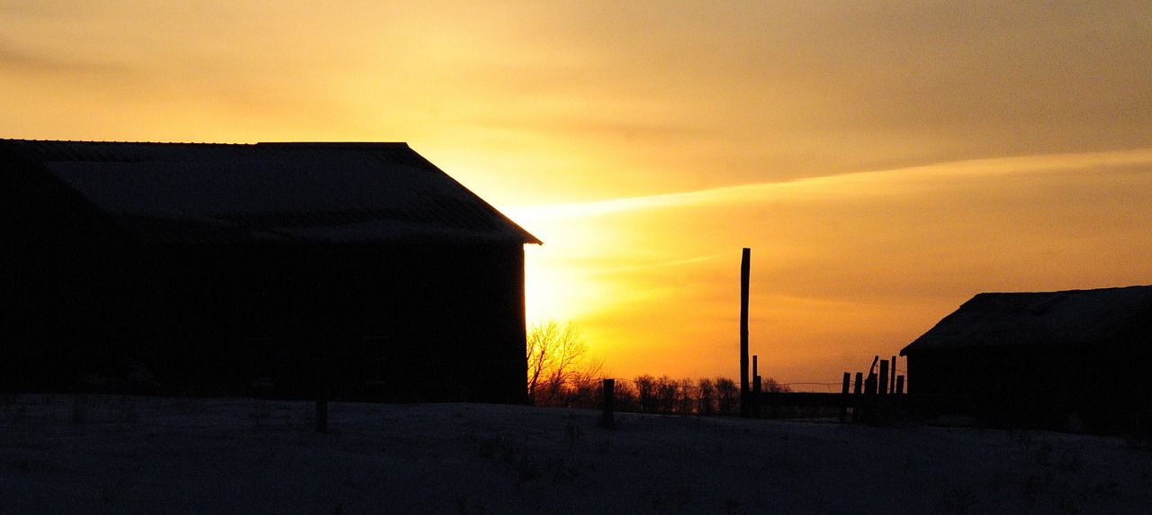 sunset farm barn free photo