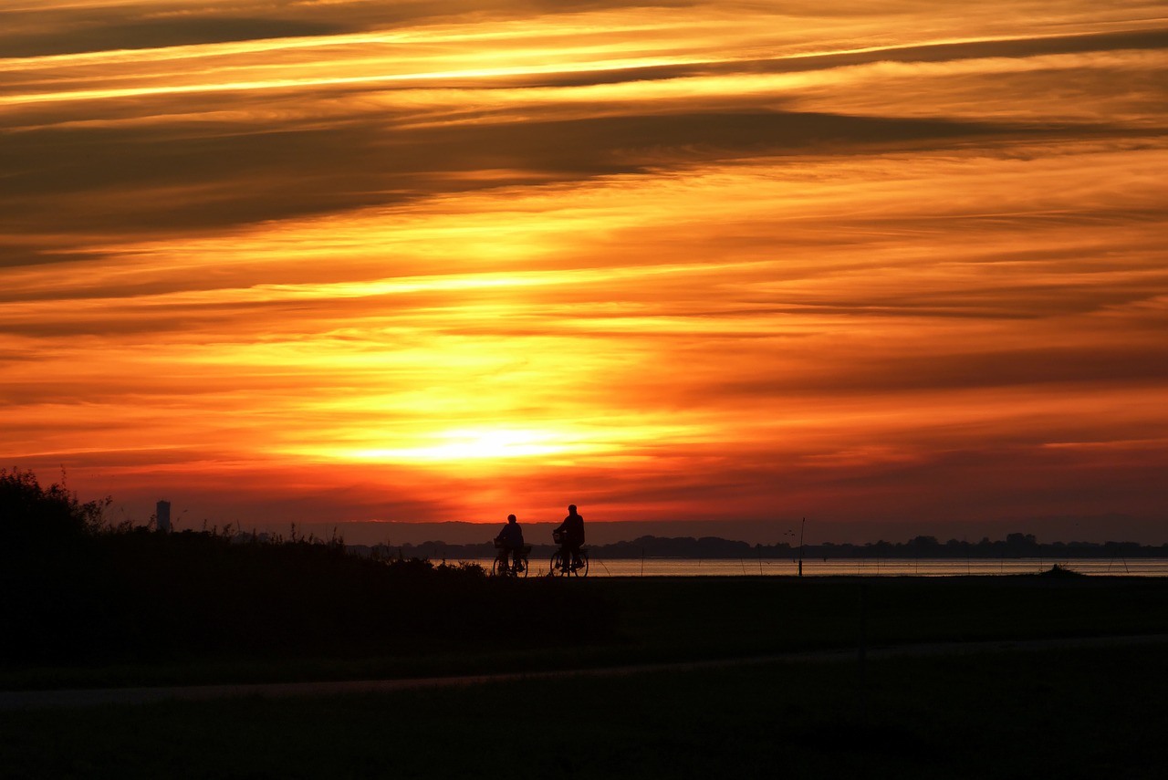 sunset wadden sea north sea free photo