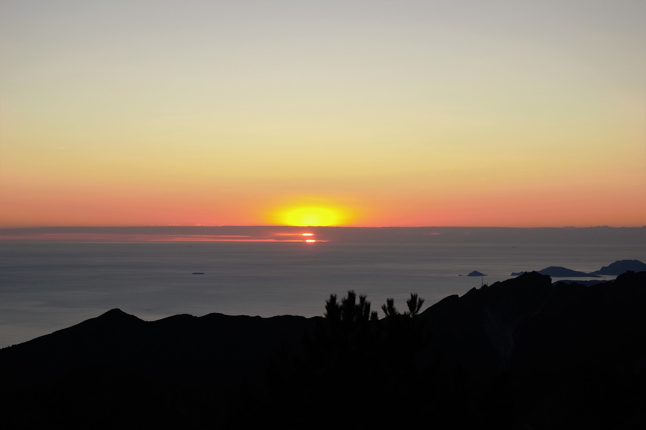 sunset sea horizon free photo
