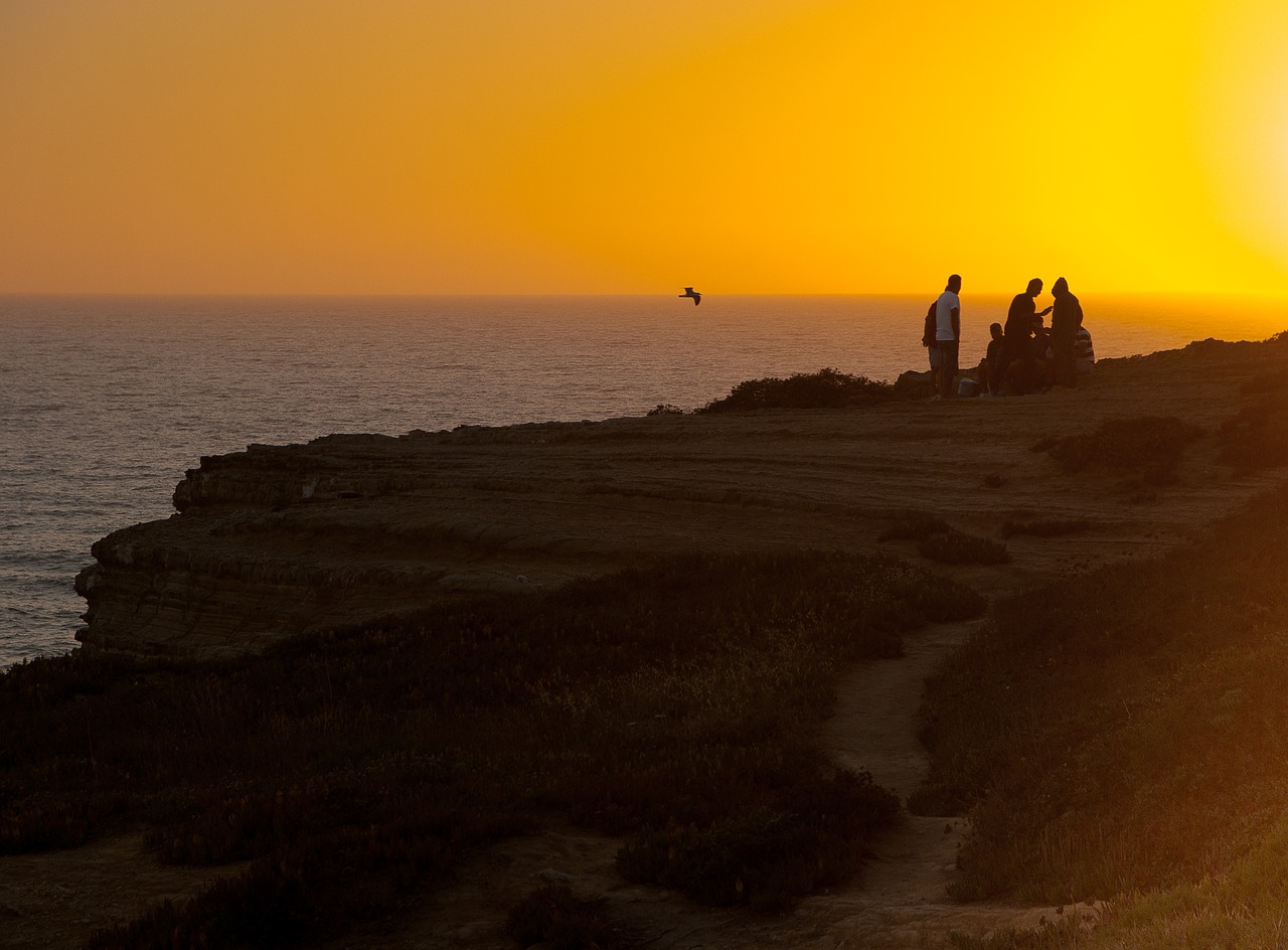 sunset ocean cliff free photo
