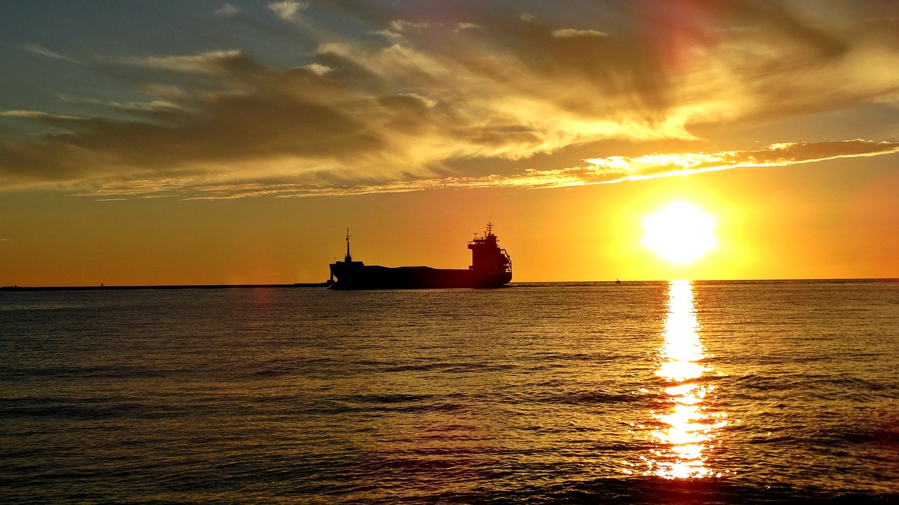 sunset ship riga free photo