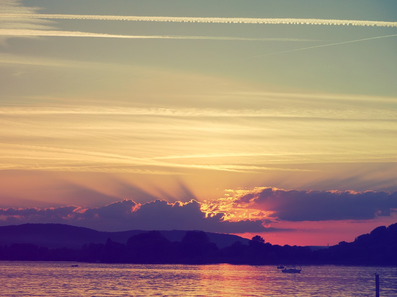 sunset lake constance afterglow free photo