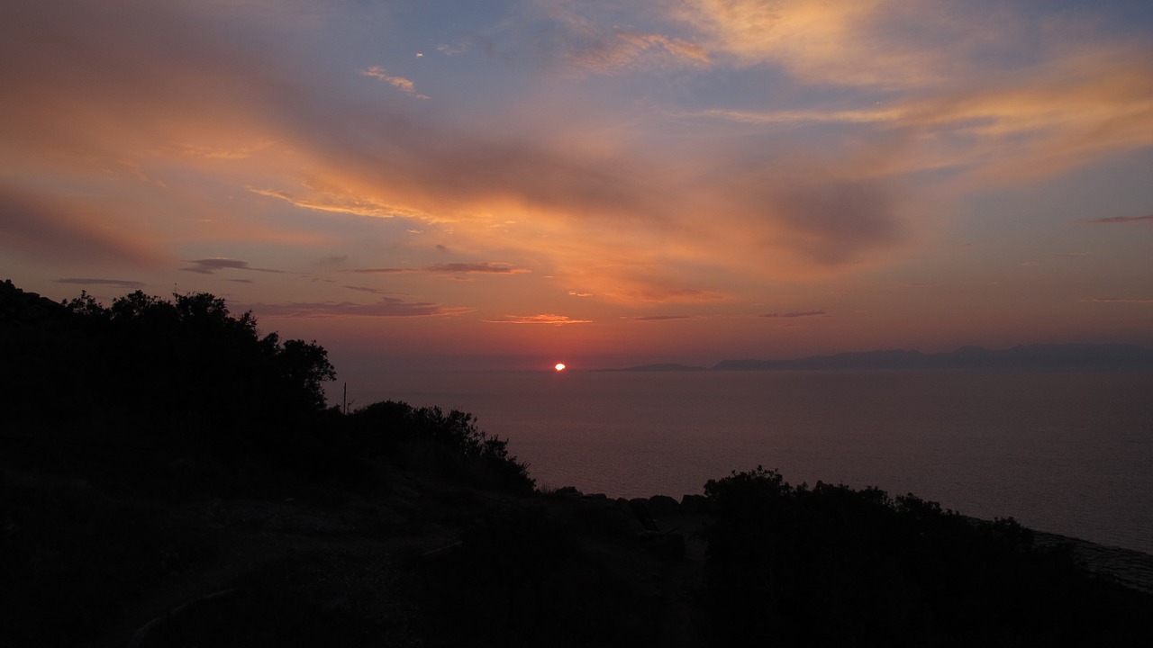 sunset greece island free photo