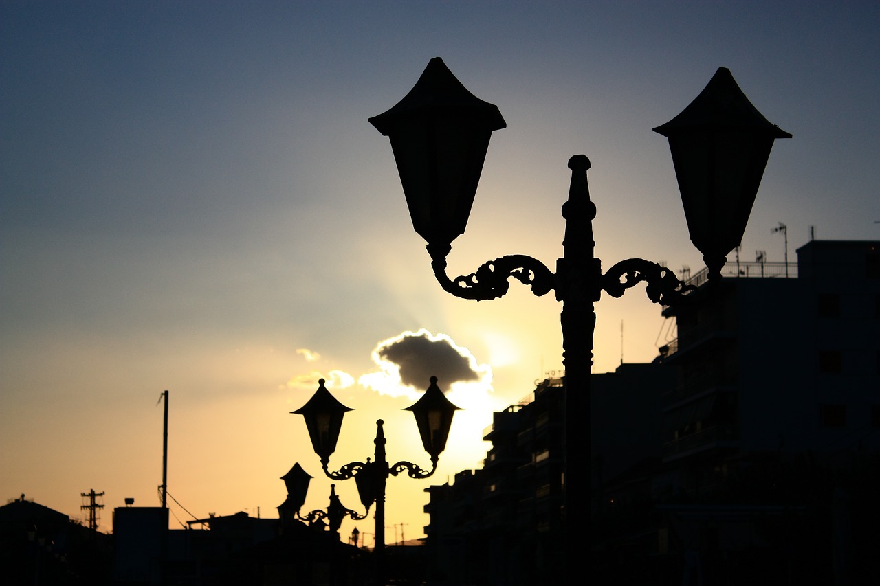 sunset traffic lights night free photo