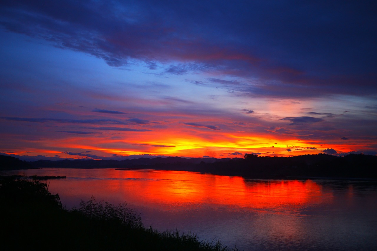 sunset river thailand free photo