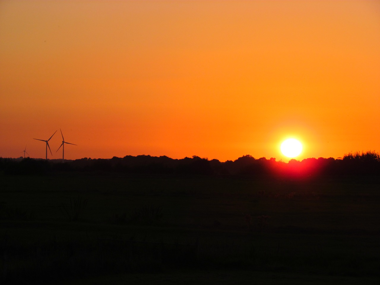 sunset evening windmill free photo