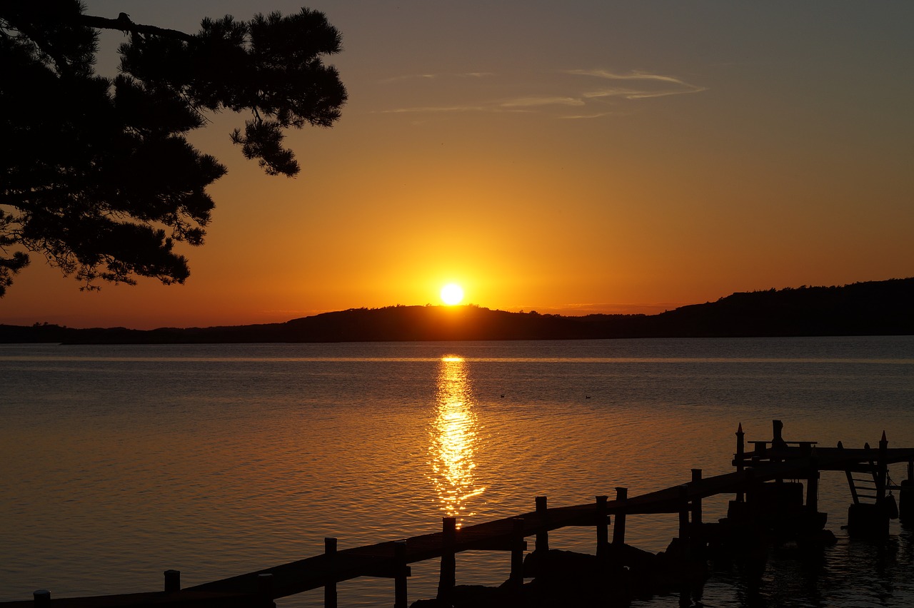 sunset bridge water free photo