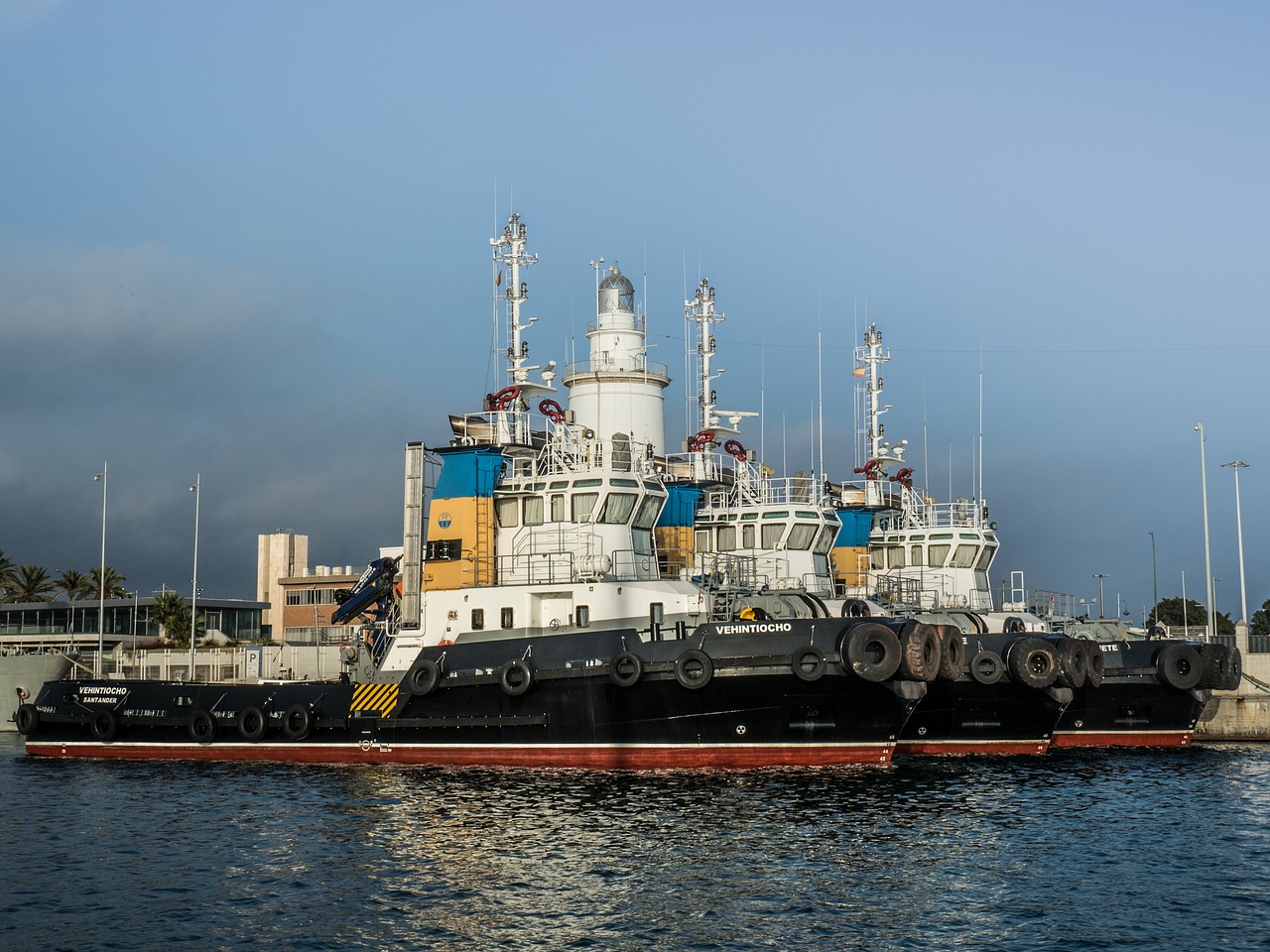 sunset tug boats malaga free photo