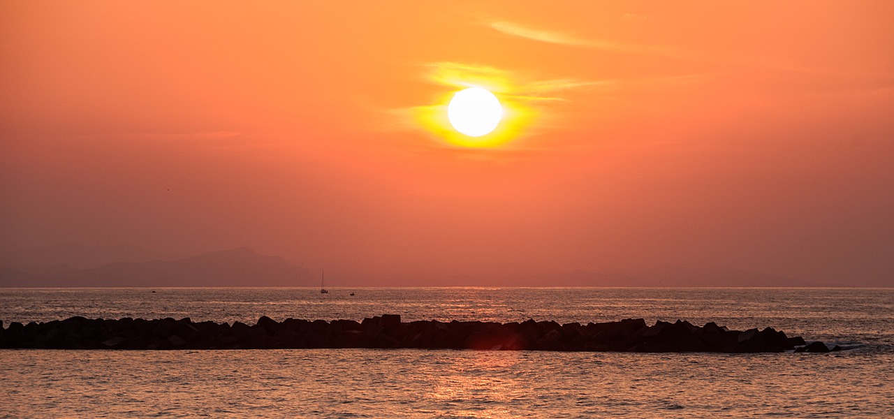 sunset puestasol breakwater free photo