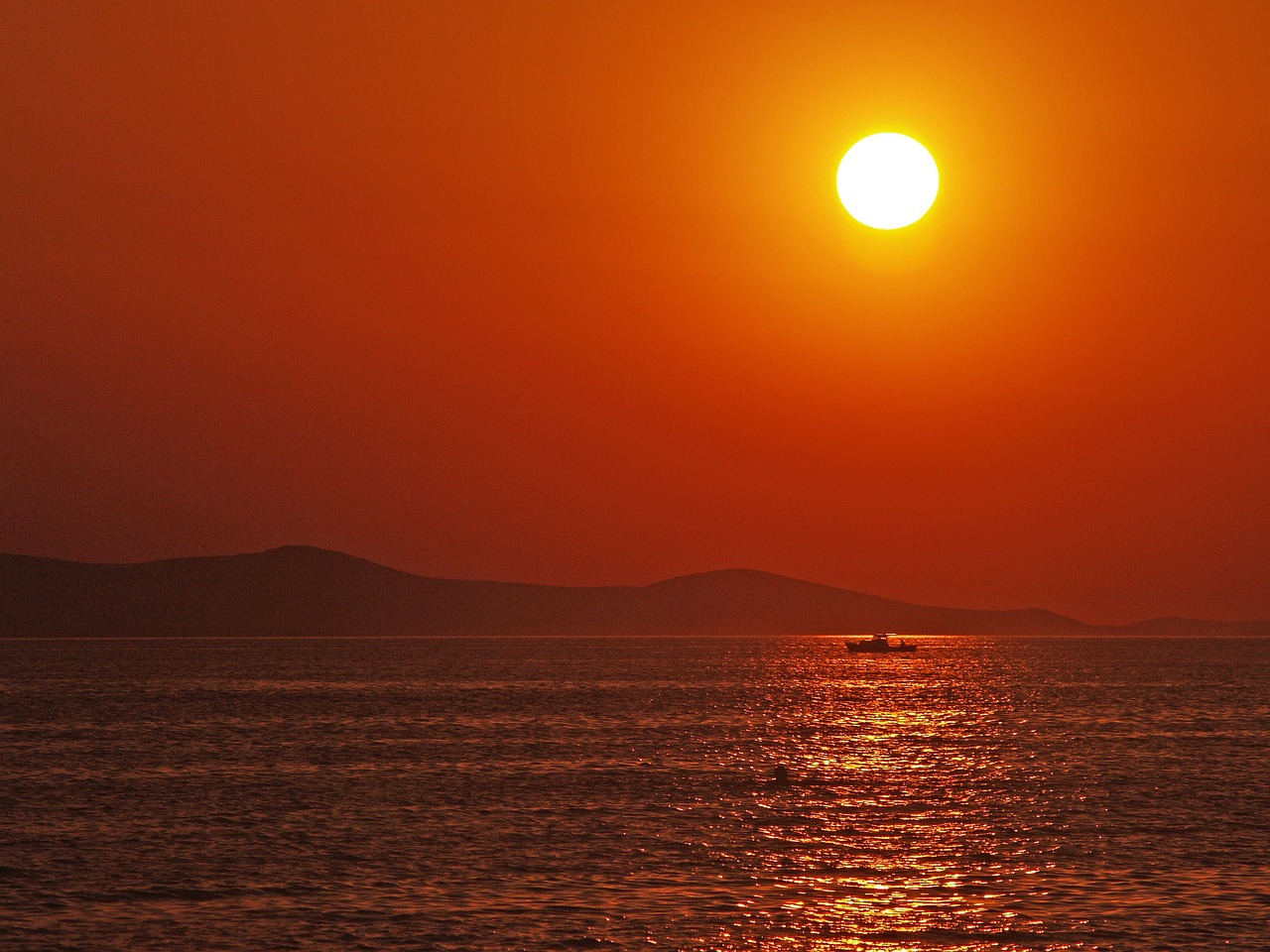 sunset ship sea free photo