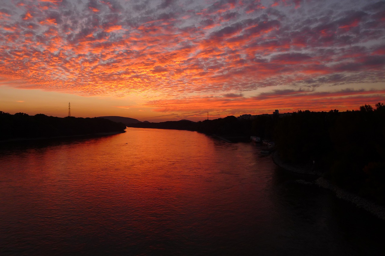 sunset bratislava river free photo