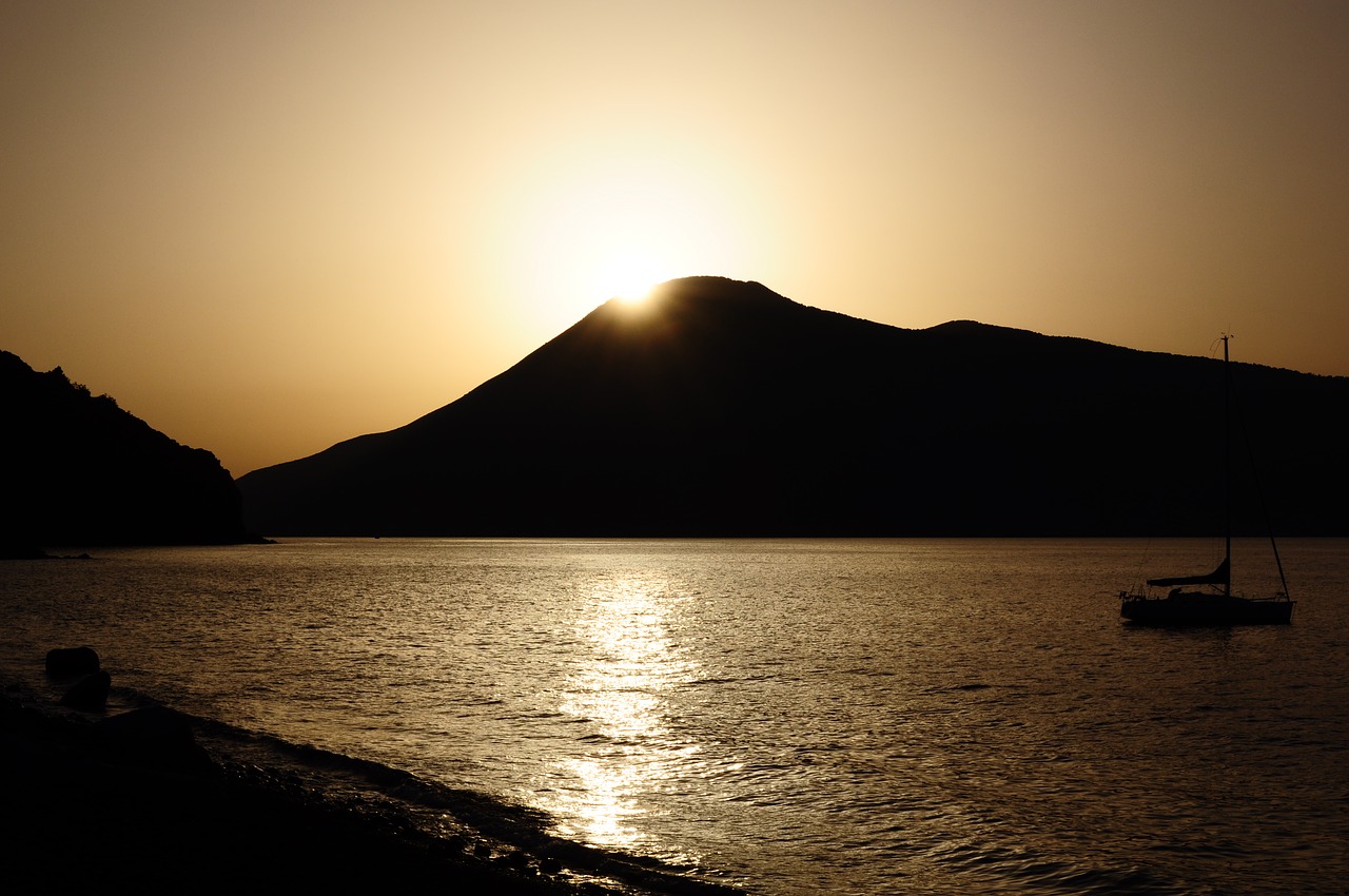 sunset lipari sicily free photo