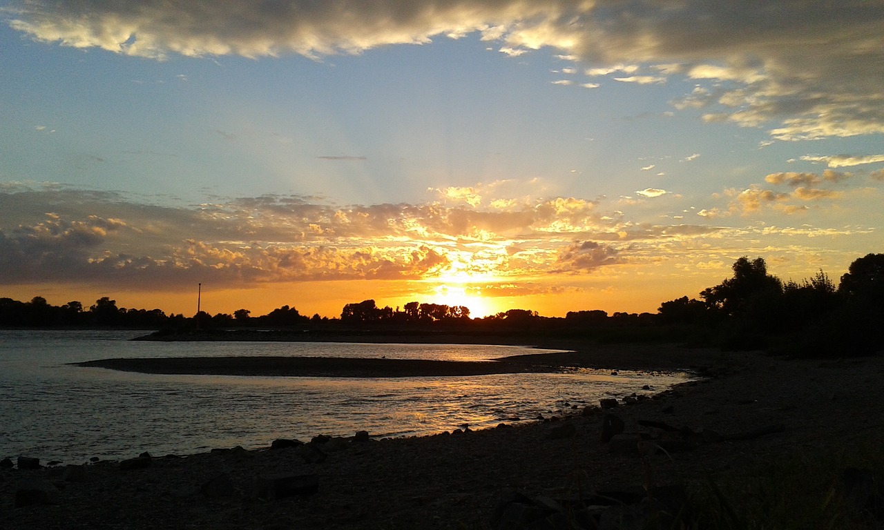 sunset evening sky rhine free photo