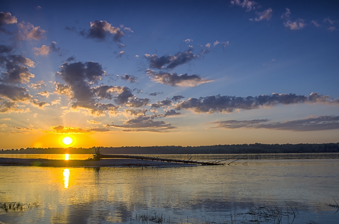 sunset river landscape free photo