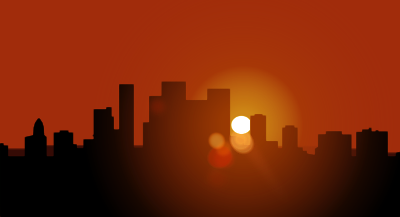 sunset silhouette big city free photo