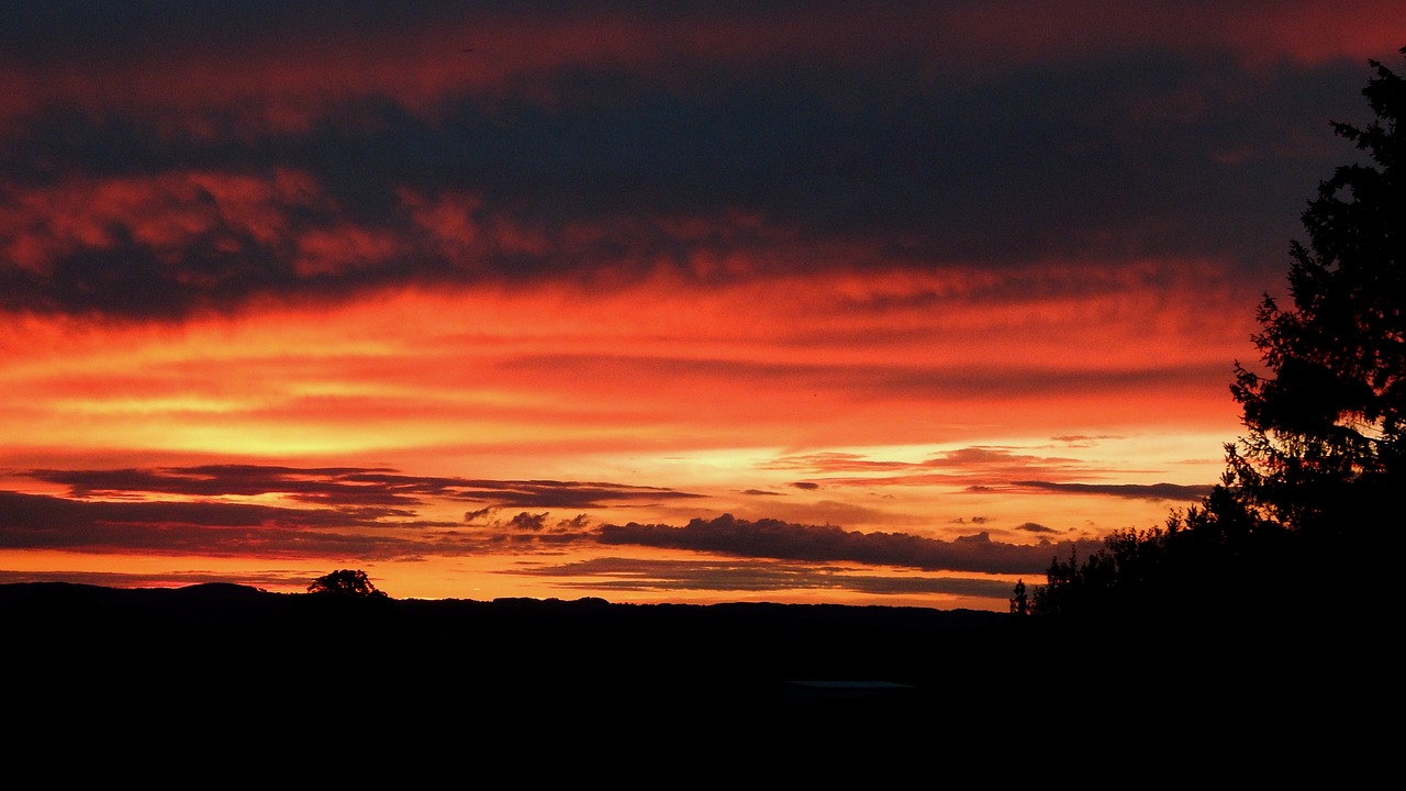 sunset red colors free photo