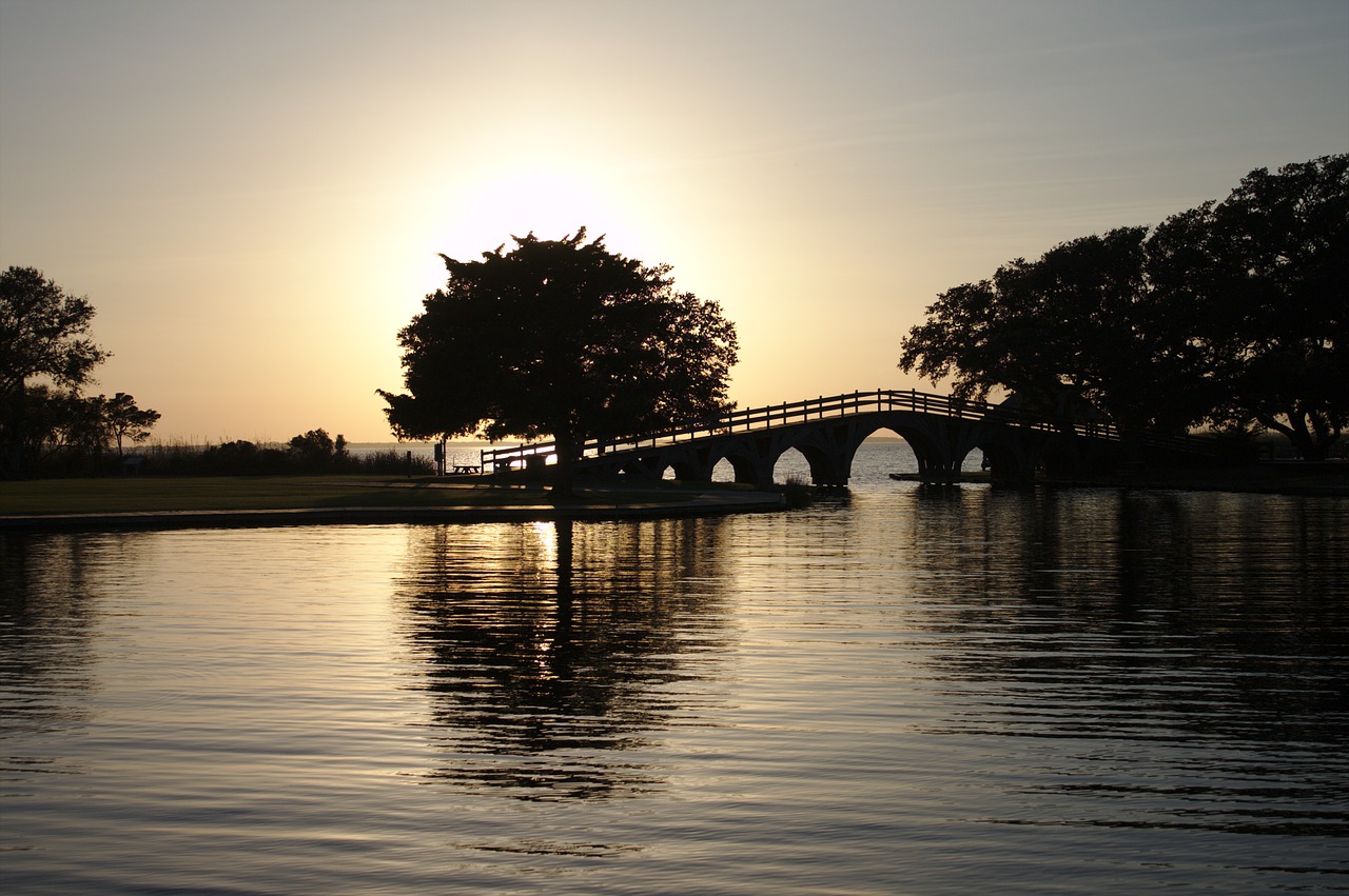 sunset park bridge free photo