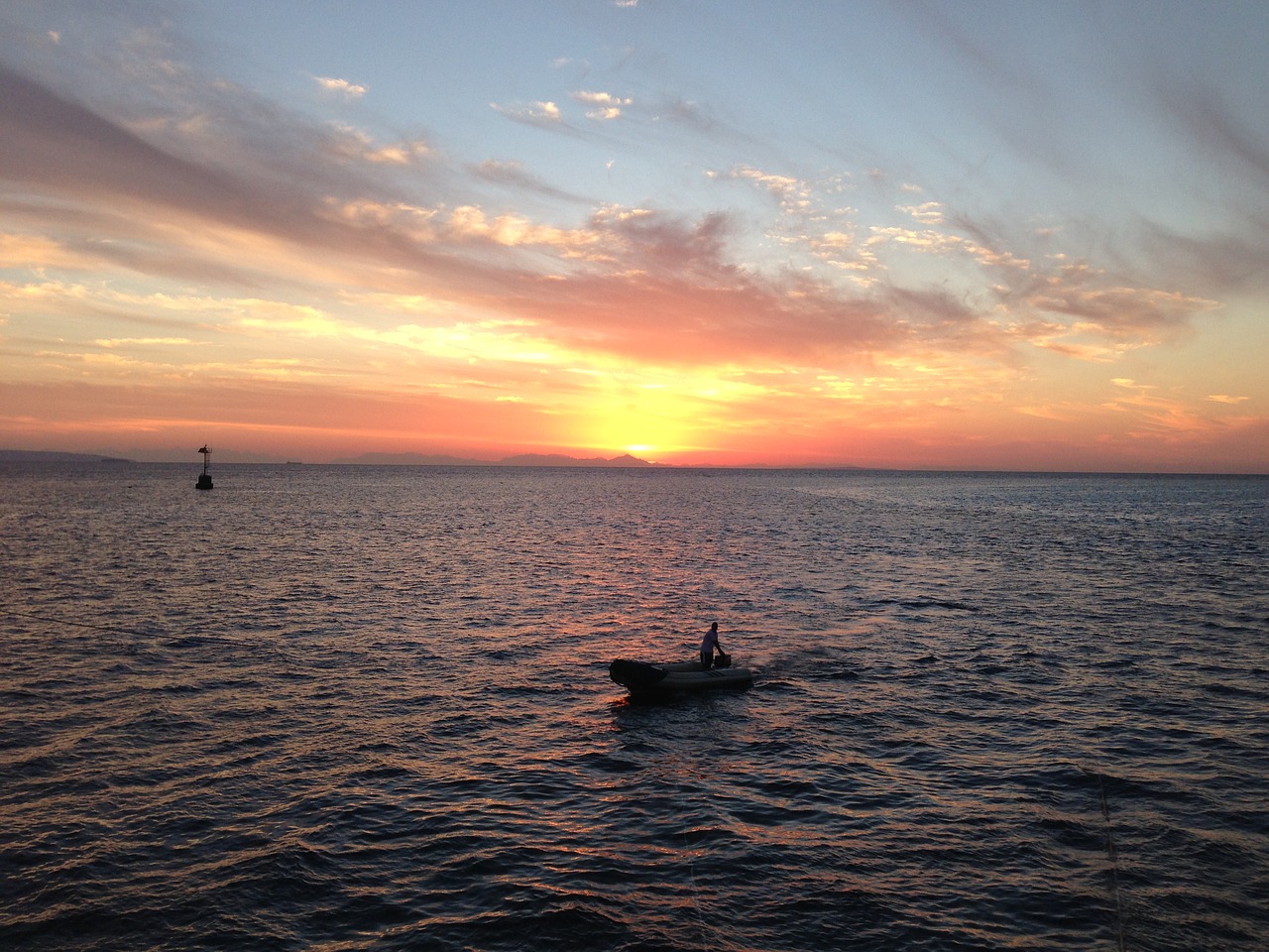 sunset red sea fisherman free photo