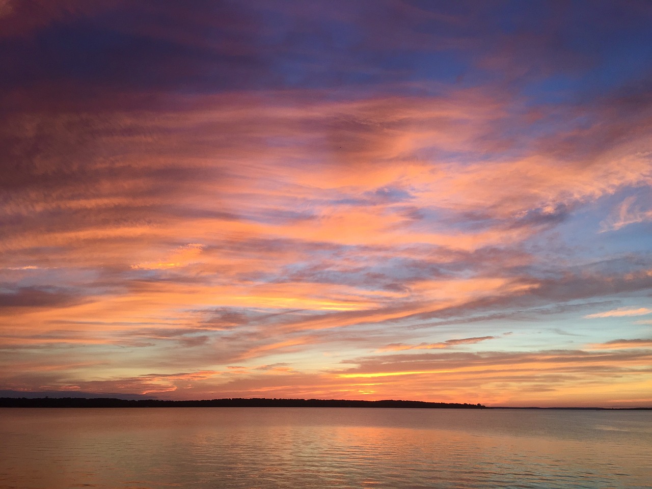 sunset lake sky free photo