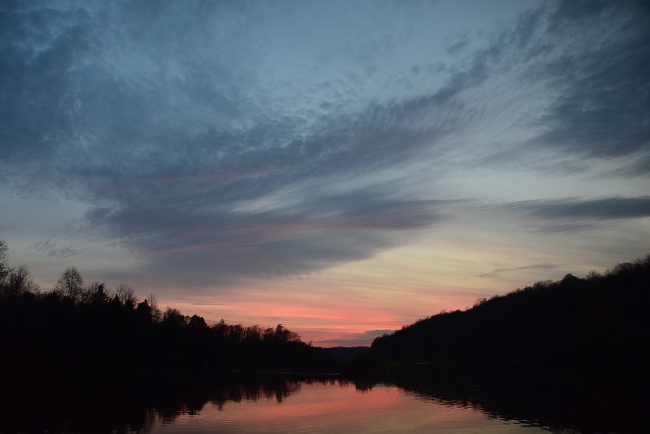 sunset lake sky free photo