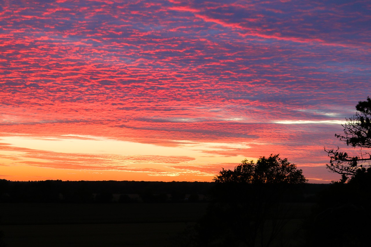 sunset colorful silhouette free photo