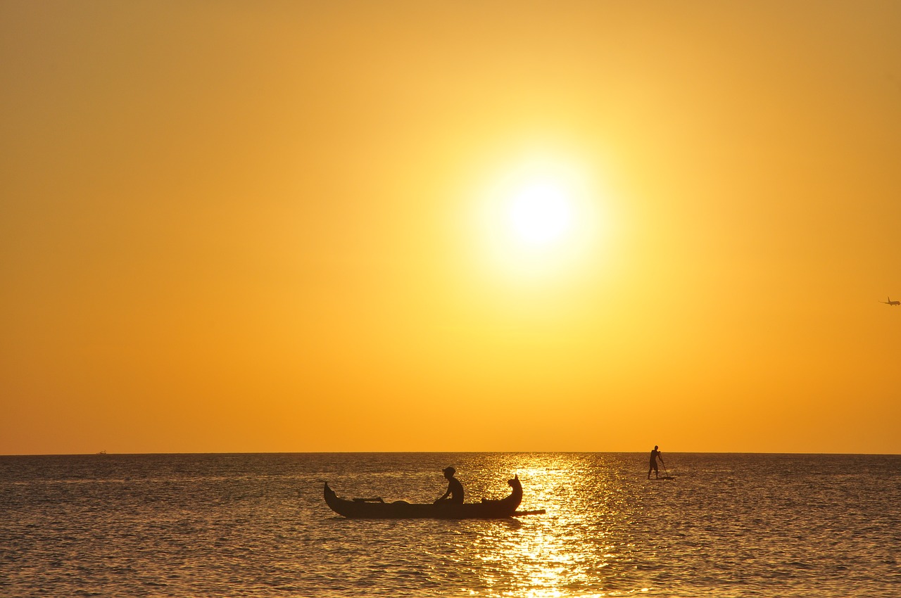 sunset fishing boats bali free photo