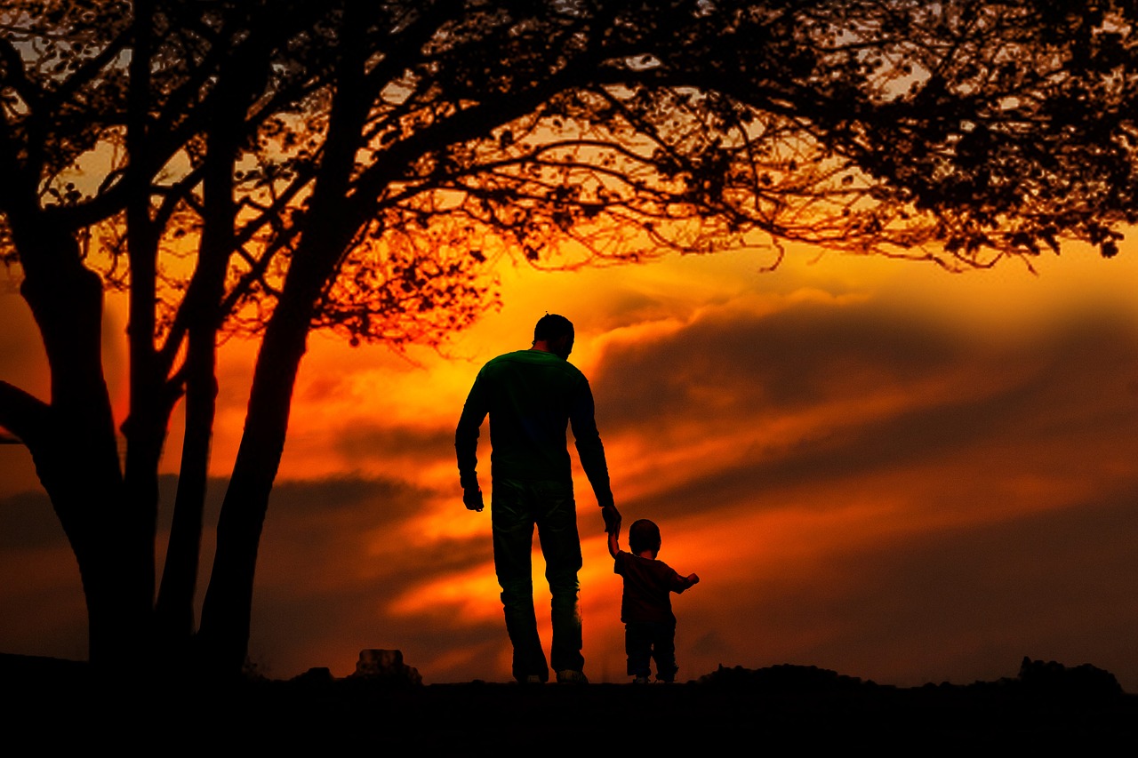sunset family together free photo
