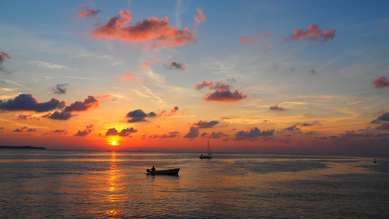 sunset fishermen fishing free photo