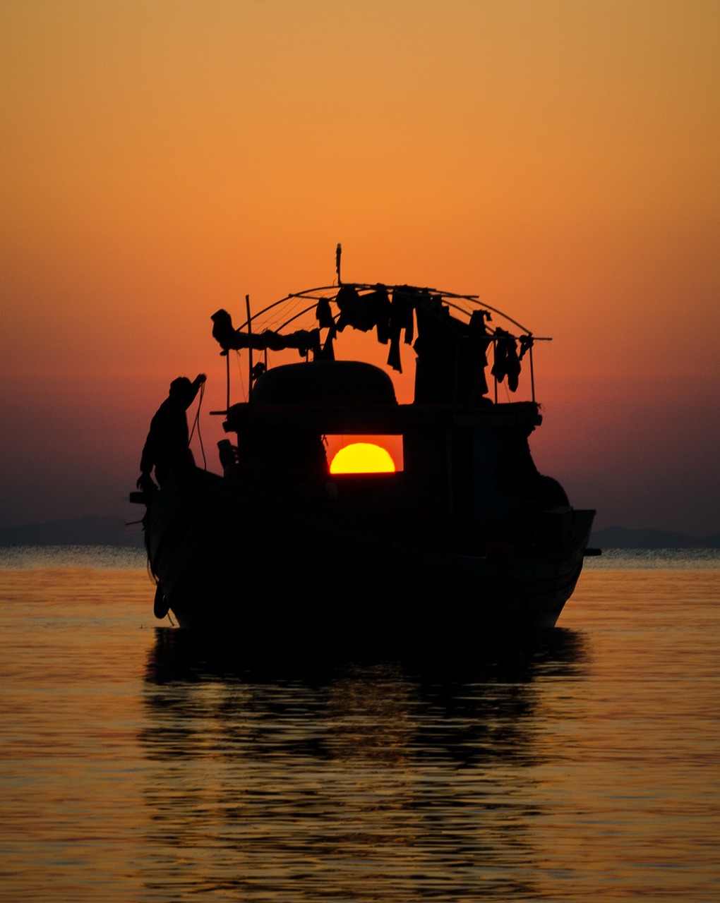 sunset the boat man free photo