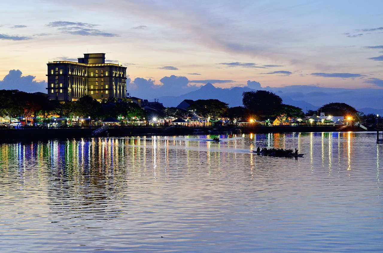 sunset kuching malaysia free photo