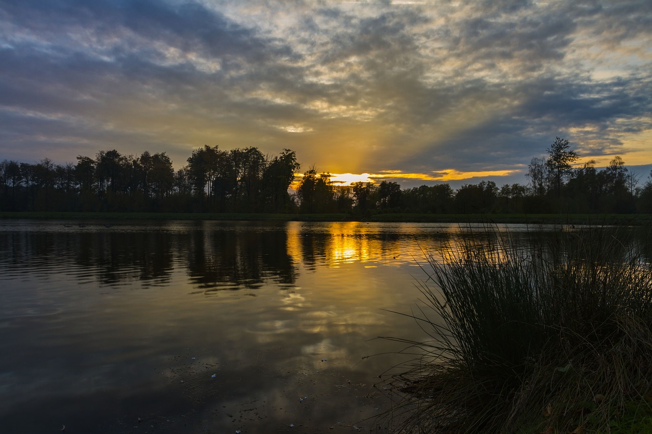 sunset lake water free photo