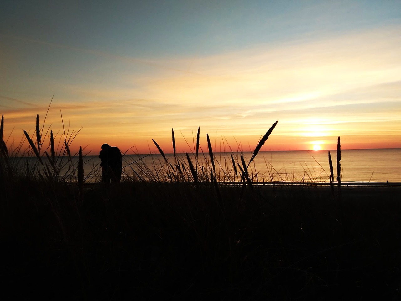 sunset love egmond aan zee beach free photo