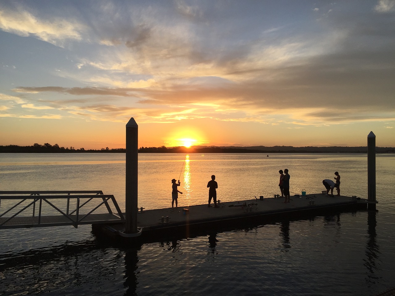 sunset fishing australia free photo