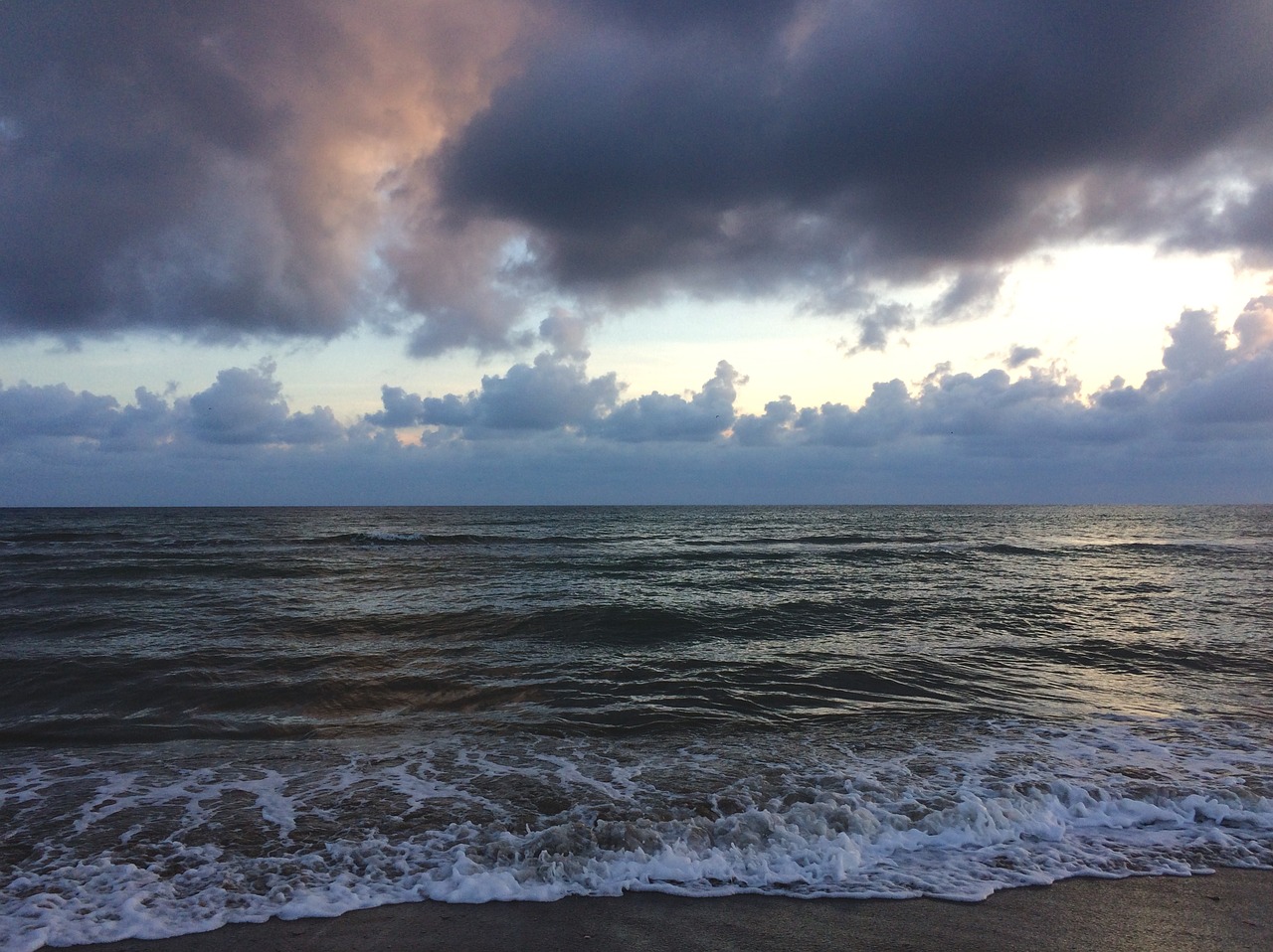 sunset beach clouds free photo