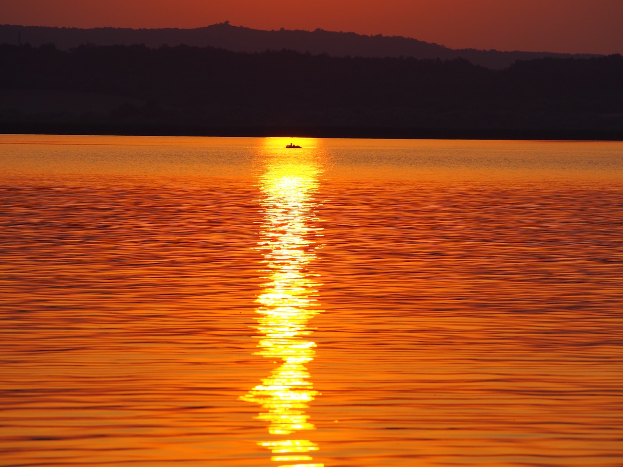 sunset lake velence red sky free photo