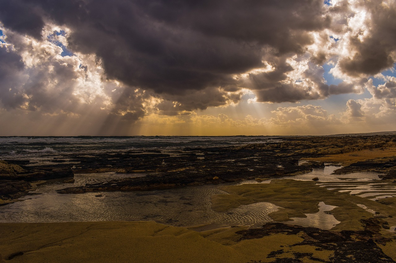 sunset coast clouds free photo