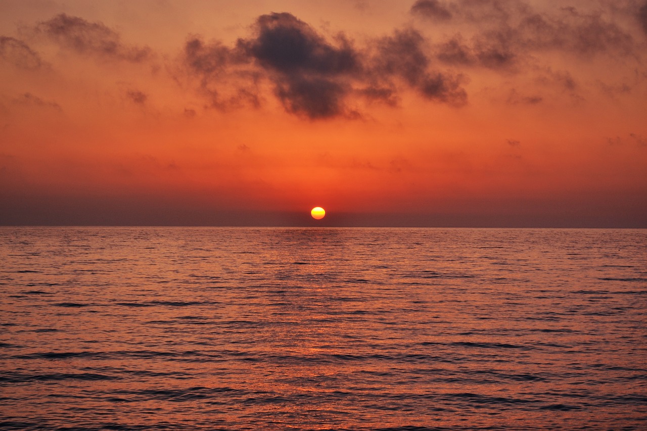 sunset greece sea free photo