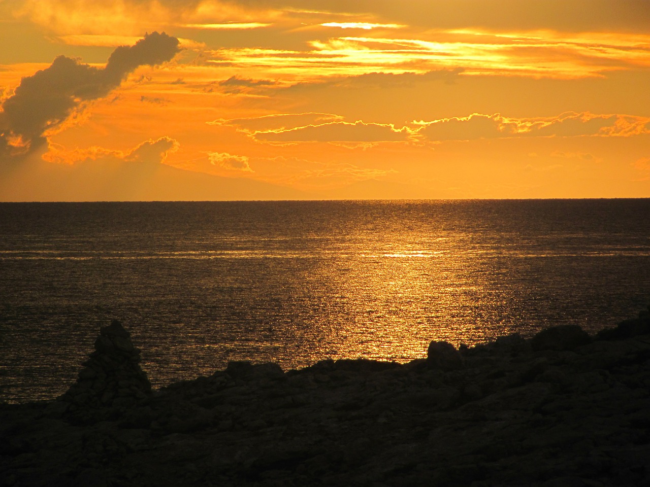 sunset sea clouds free photo