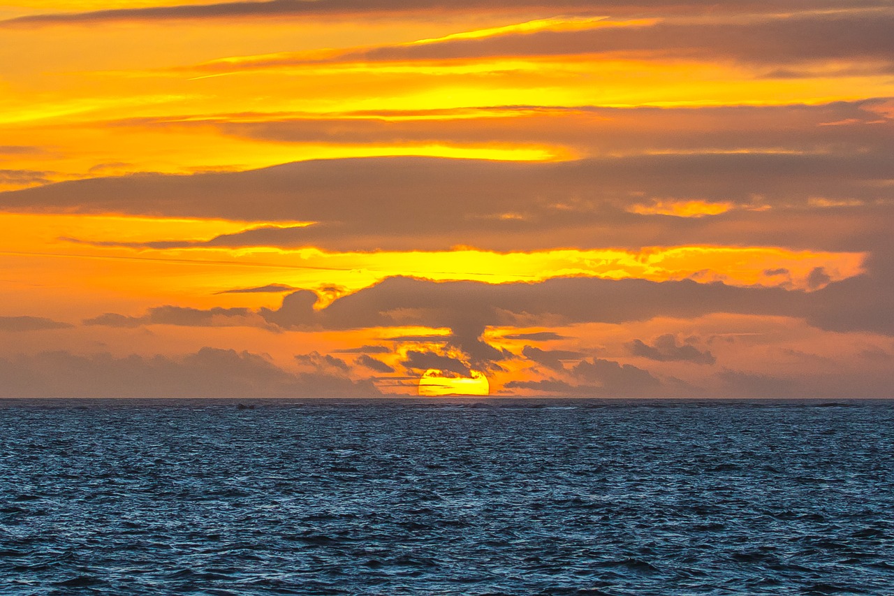 sunset ocean clouds free photo