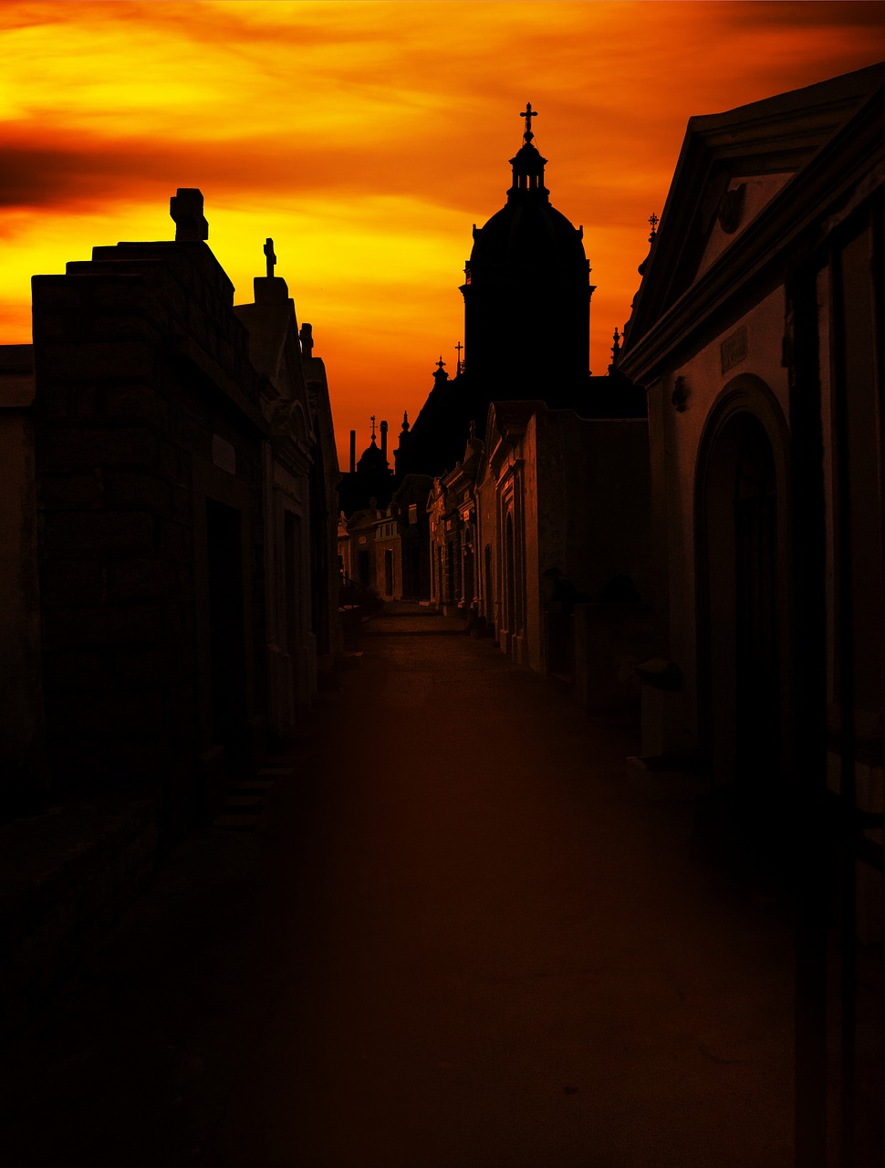 sunset cemetery mystical free photo