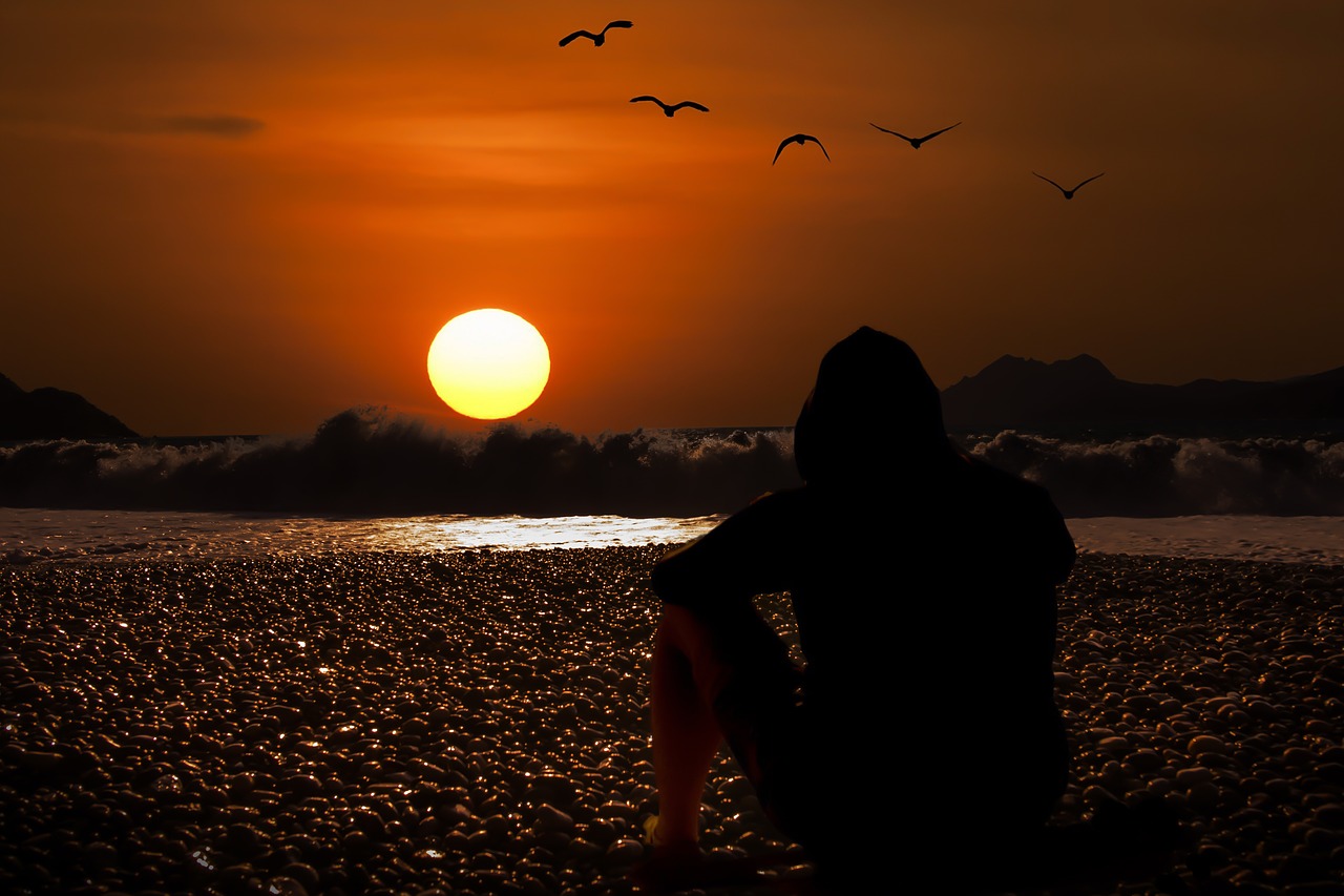 sunset evening sky beach free photo