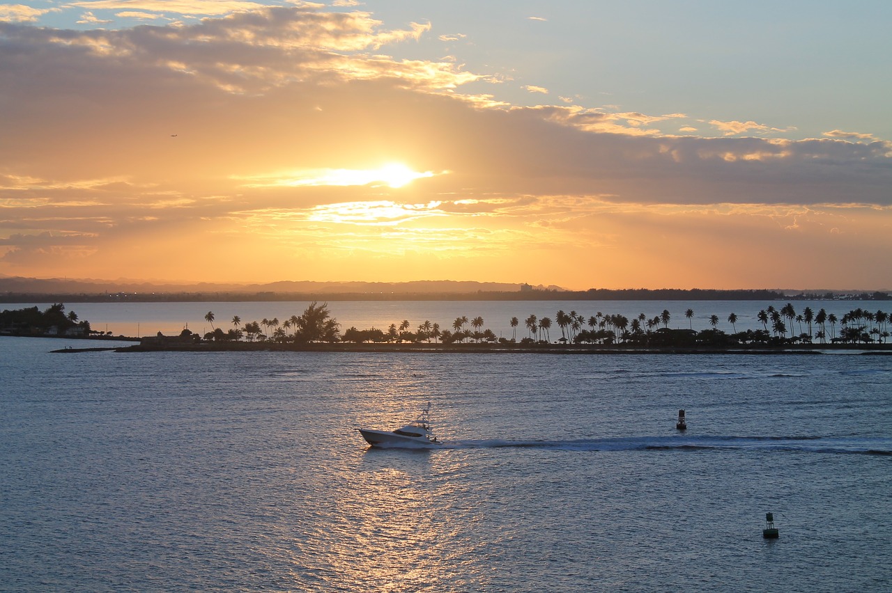 sunset boat puerto rico free photo