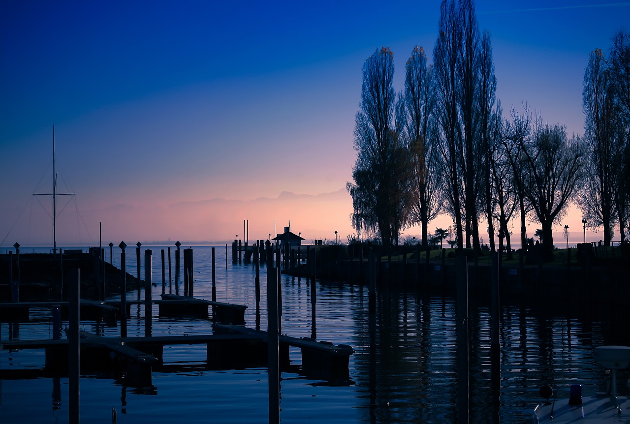 sunset background lake constance free photo