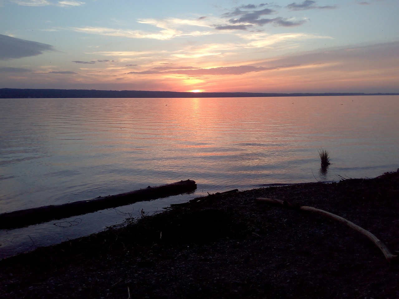 sunset lake bank free photo